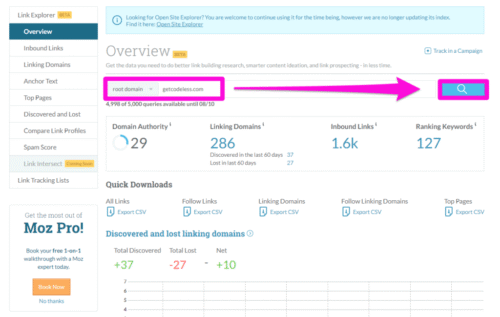 Moz Link Explorer với Spam Score là công cụ chuyên gỡ bỏ backlink